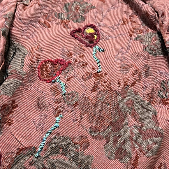 INC FLORAL OPEN LONG SWEATER DUSTER SIZE MEDIUM Fringes Embroidered - Picture 7 of 10